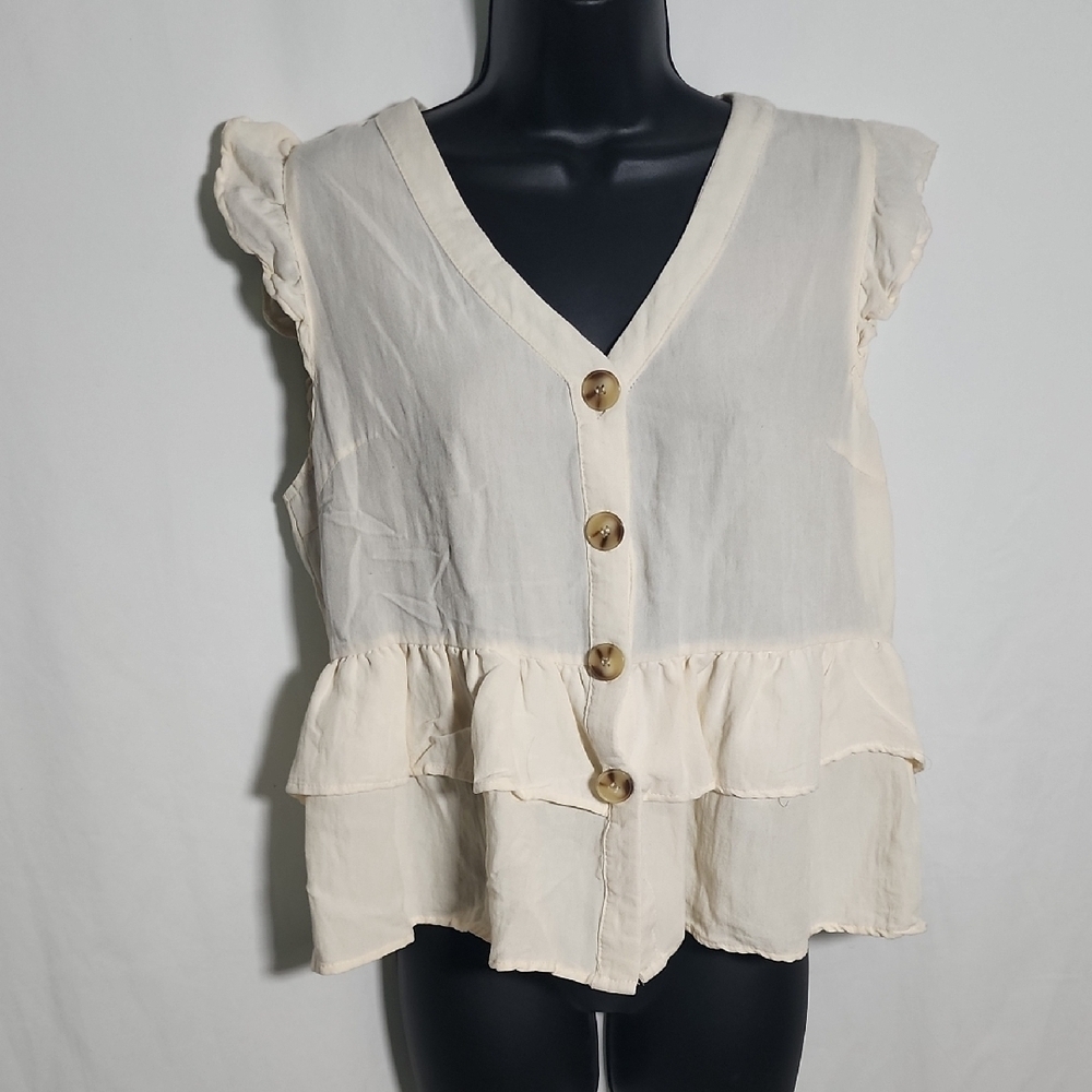 Hayden Ivory Ruffle Button-Down Blouse